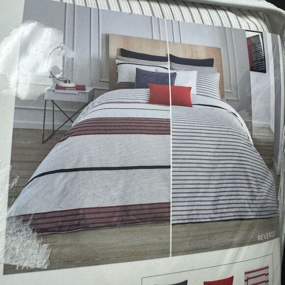 Lacoste Home King 3PC Milady Reversible Duvet Cover And Shams Set - Picture 7 of 11